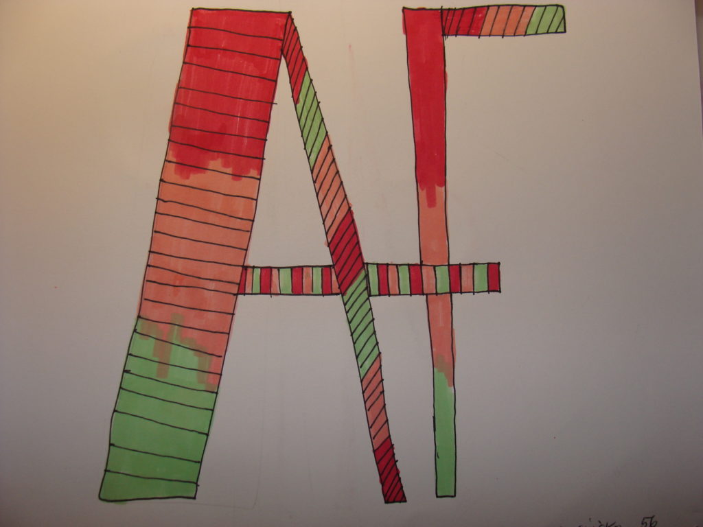 Antosia Flasińska z kl. 5b - narysowała litery "AF"