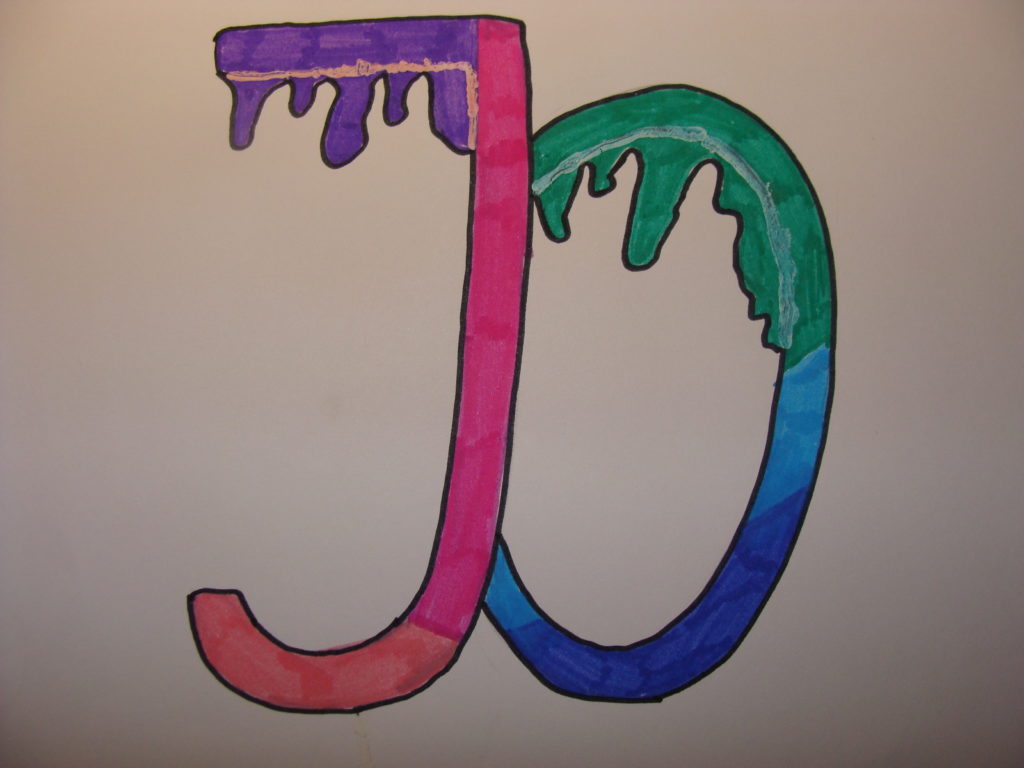 Julianna Osasiuk z kl. 5b - narysowała litery "JO"