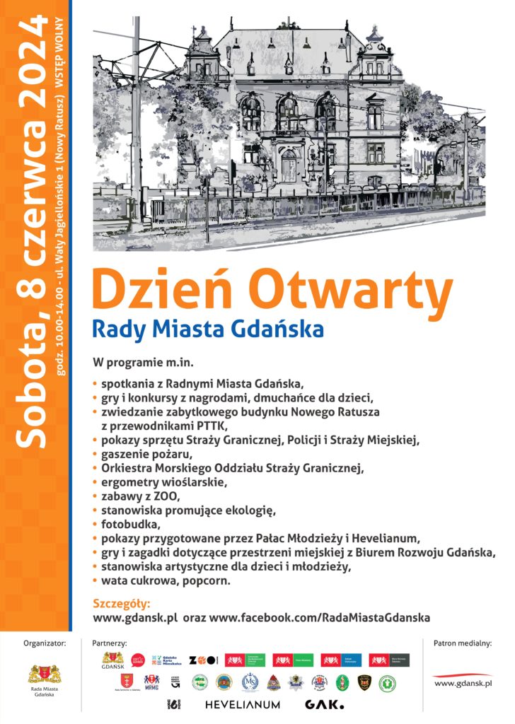 Zaproszenie na Dzień Otwarty Rady Miasta Gdańska w sobotę 8 czerwca od godz. 10.00 do 14.00 w Nowym Ratuszu, ul. Wały Jagiellońskie 1