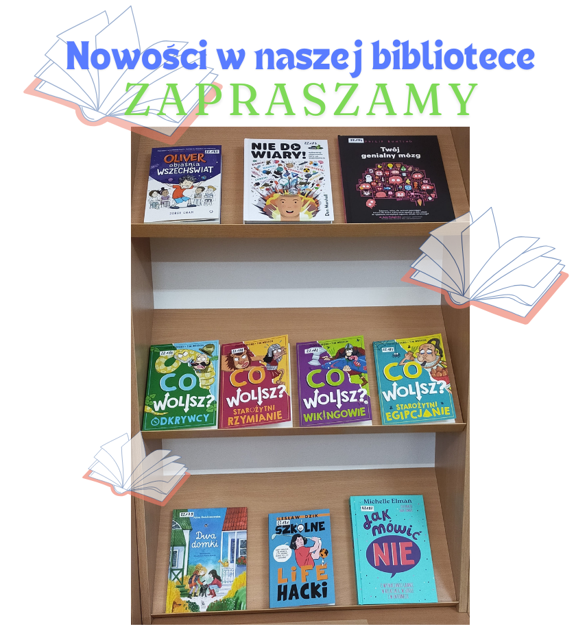 Szafka z trzema półkami, na której znajdują się poukładane książki.