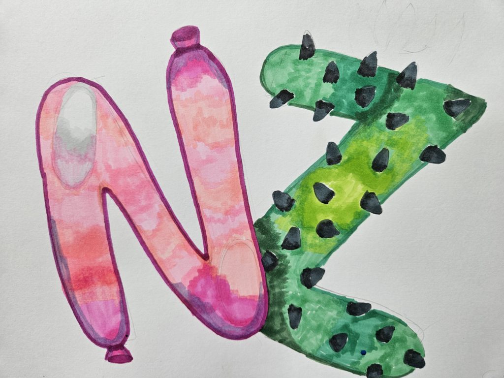 Na pracy widzimy dwie literki złączone z sobą: N i Z