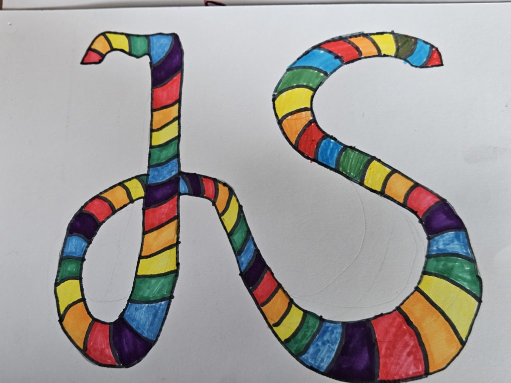 Na rysunku przedstawione są dwie połączone z sobą literki J i S